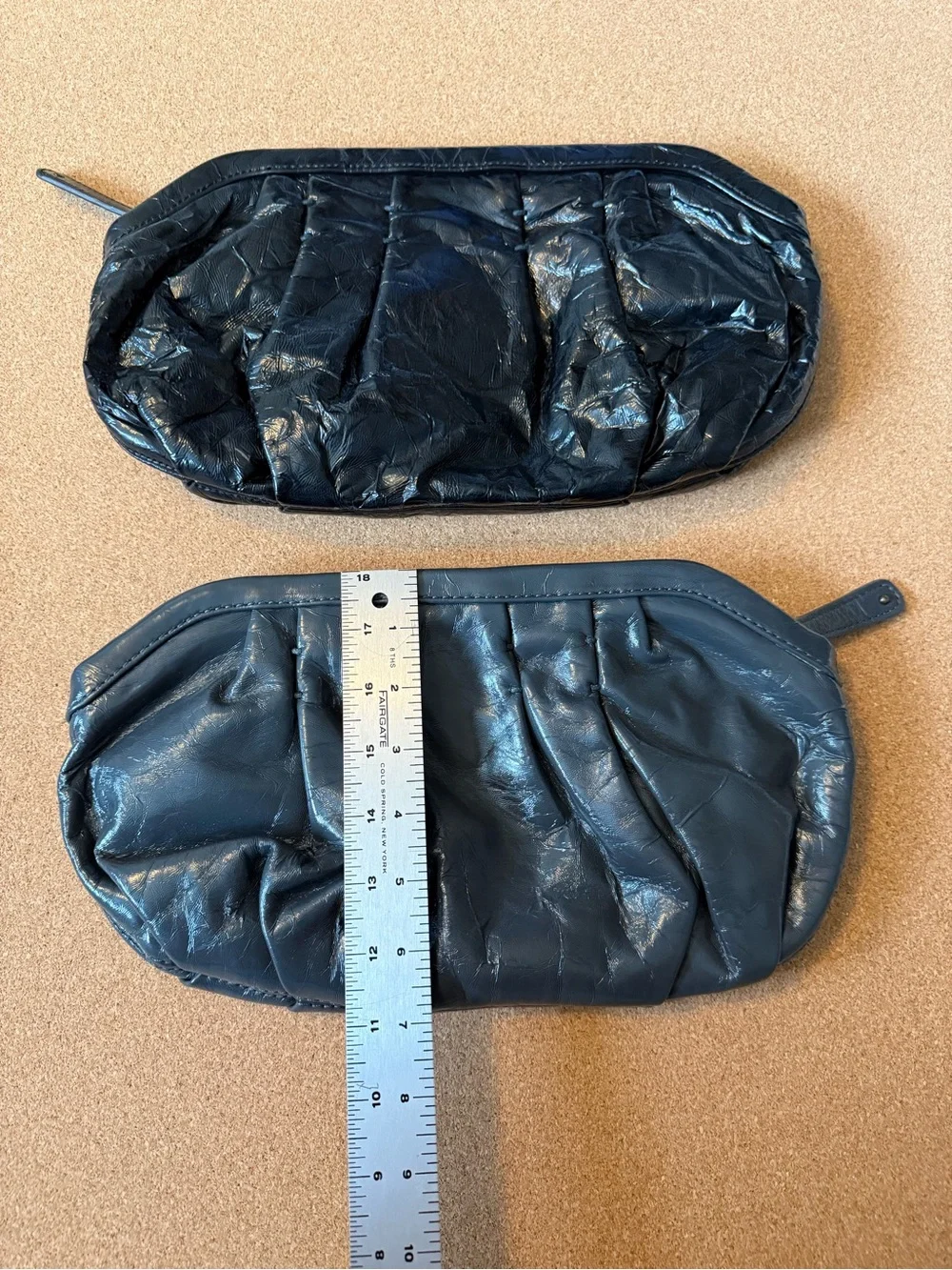 GAP Black Pleated Leather Cosmetic Pouch (Set of 2)